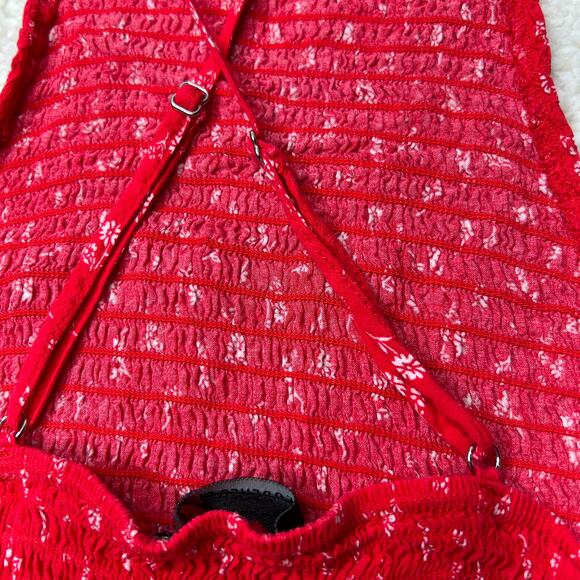 Forever 21 Red Print Crop Top Small - Picture 4 of 7